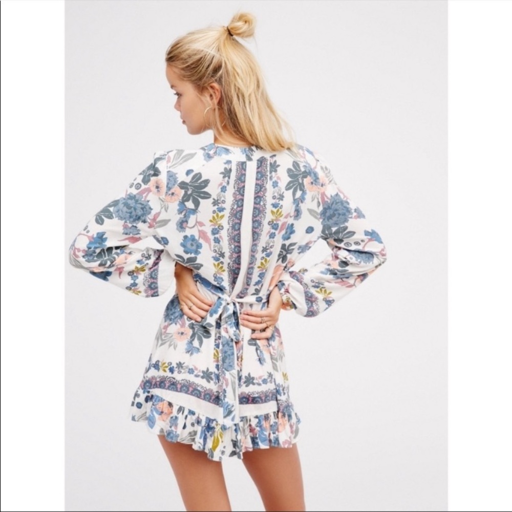 Free People Cream Floral Mini Dress or Blouse w/Ties - Picture 6 of 11